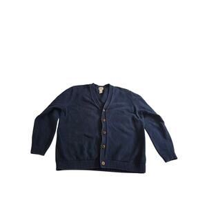 LL Bean Cardigan Sweater Men's XXL Navy Blue Cotton Long Sleeve Grandpacore